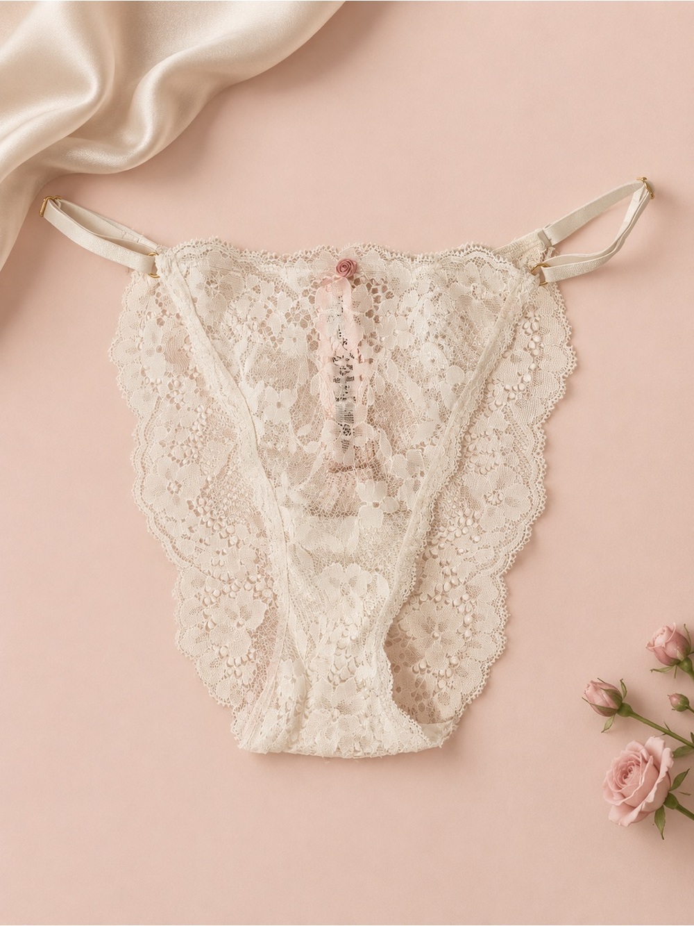 NWT Victoriaβs Secret Dream Angels White Lace V-String Panty Size Small